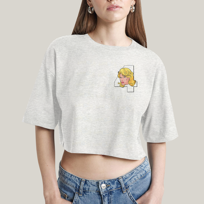 Cropped Oversized Algodão Unissex T shirt Quarteto Fantástico Logo Mulher Invisivel