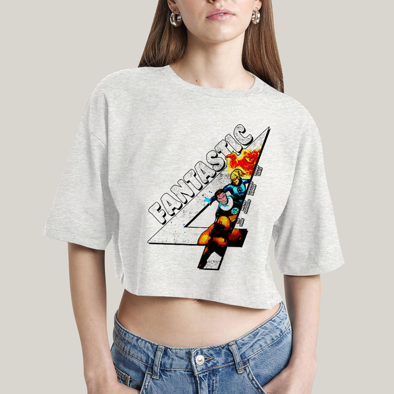 Cropped Oversized Algodão Unissex T shirt Quarteto Fantástico Fantastic 4