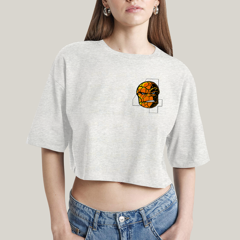 Cropped Oversized Algodão Unissex T shirt Quarteto Fantástico Logo Coisa