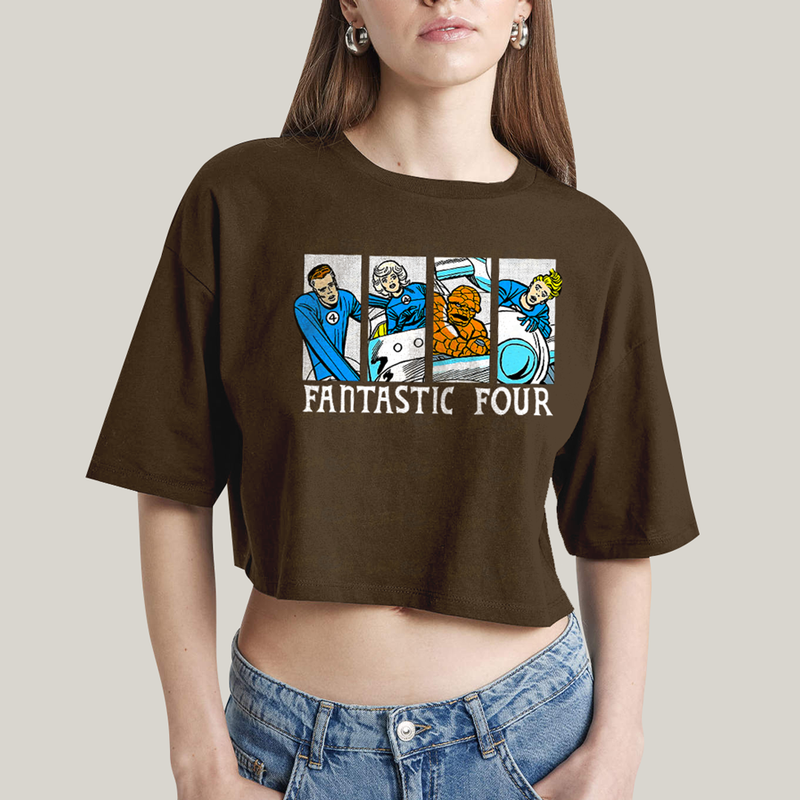 Cropped Oversized Algodão Unissex T shirt Quarteto Fantástico Era de Prata