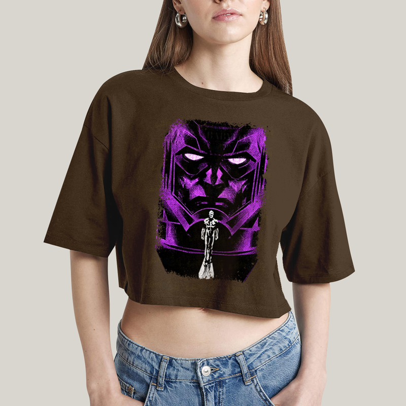 Cropped Oversized Algodão Unissex T shirt Quarteto Fantástico Galactus & Surfista Prateado
