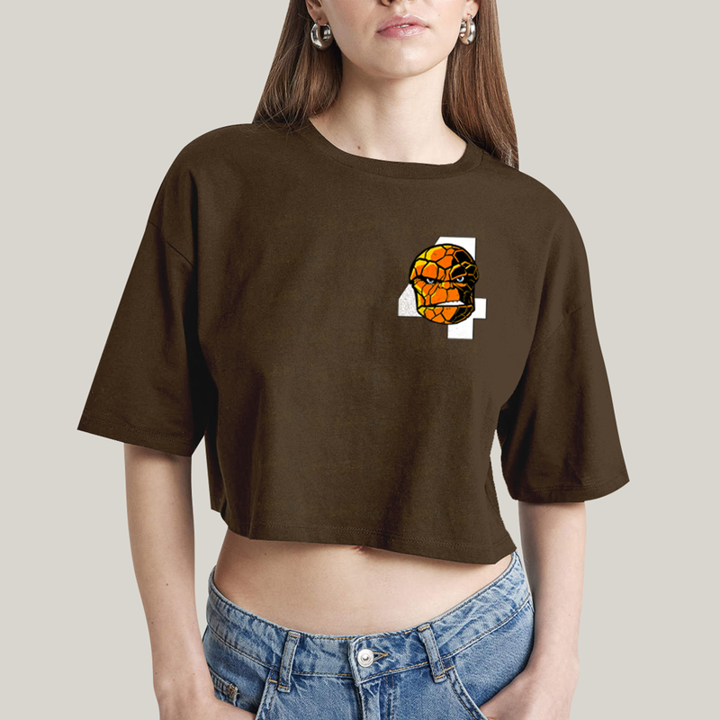 Cropped Oversized Algodão Unissex T shirt Quarteto Fantástico Logo Coisa