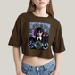 Cropped Oversized Algodão Unissex T shirt Wandinha Wednesday Blue