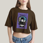 Cropped Oversized Algodão Unissex T shirt Wandinha Fundo Roxo