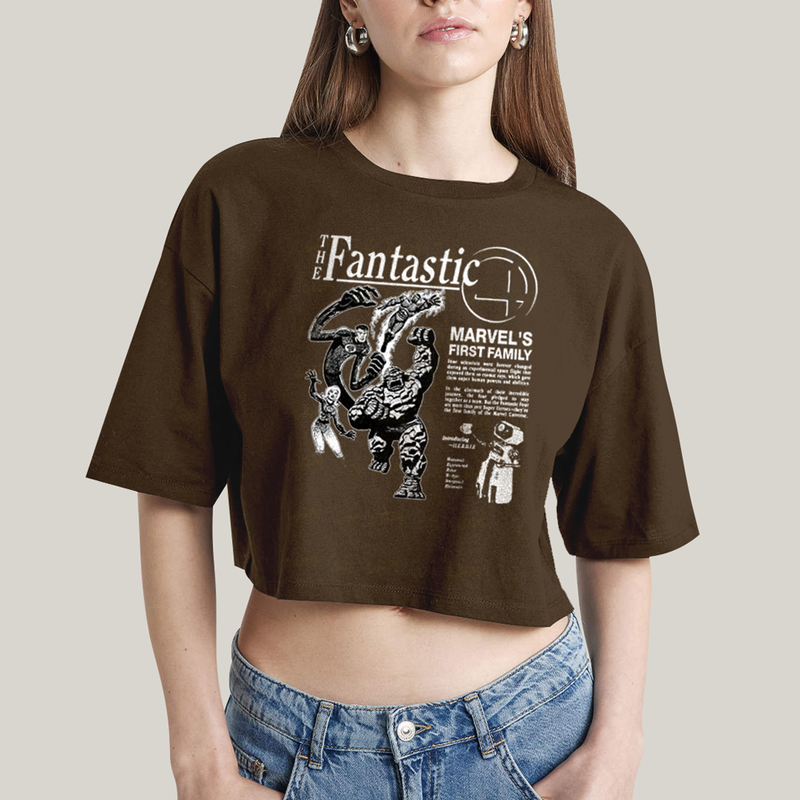 Cropped Oversized Algodão Unissex T shirt The Fantastic Four First Family