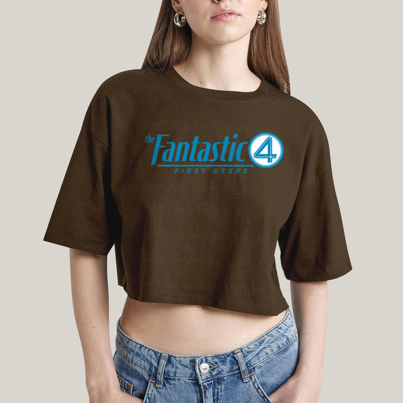 Cropped Oversized Algodão Unissex T shirt The Fantastic Four First Steps