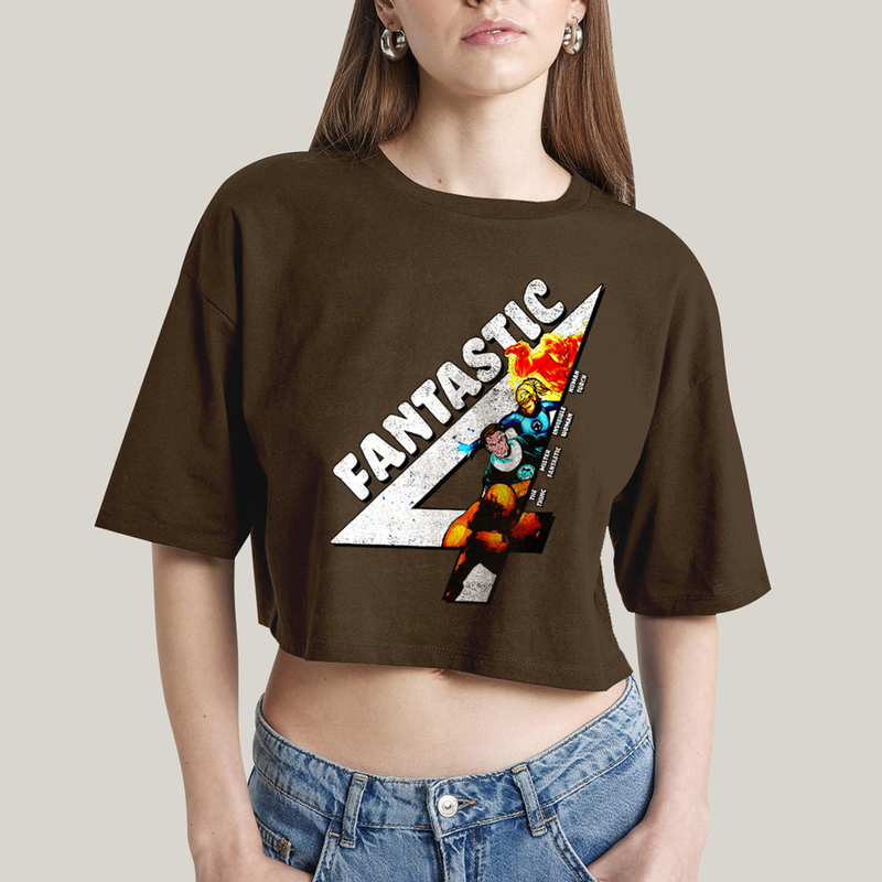 Cropped Oversized Algodão Unissex T shirt Quarteto Fantástico Fantastic 4