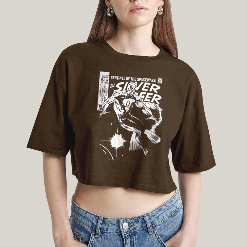 Cropped Oversized Algodão Unissex T shirt Quarteto Fantástico O Surfista Prateado