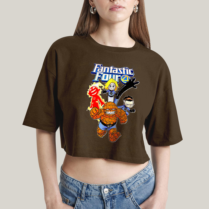 Cropped Oversized Algodão Unissex T shirt Quarteto Fantástico