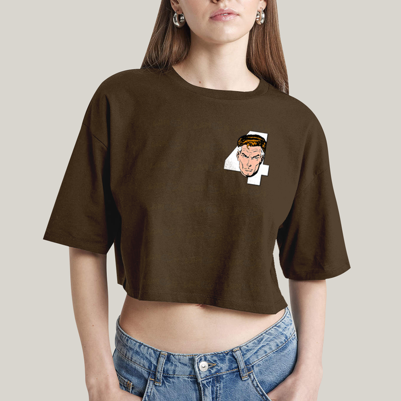 Cropped Oversized Algodão Unissex T shirt Quarteto Fantástico Logo Sr Fantástico