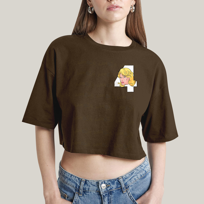 Cropped Oversized Algodão Unissex T shirt Quarteto Fantástico Logo Mulher Invisivel