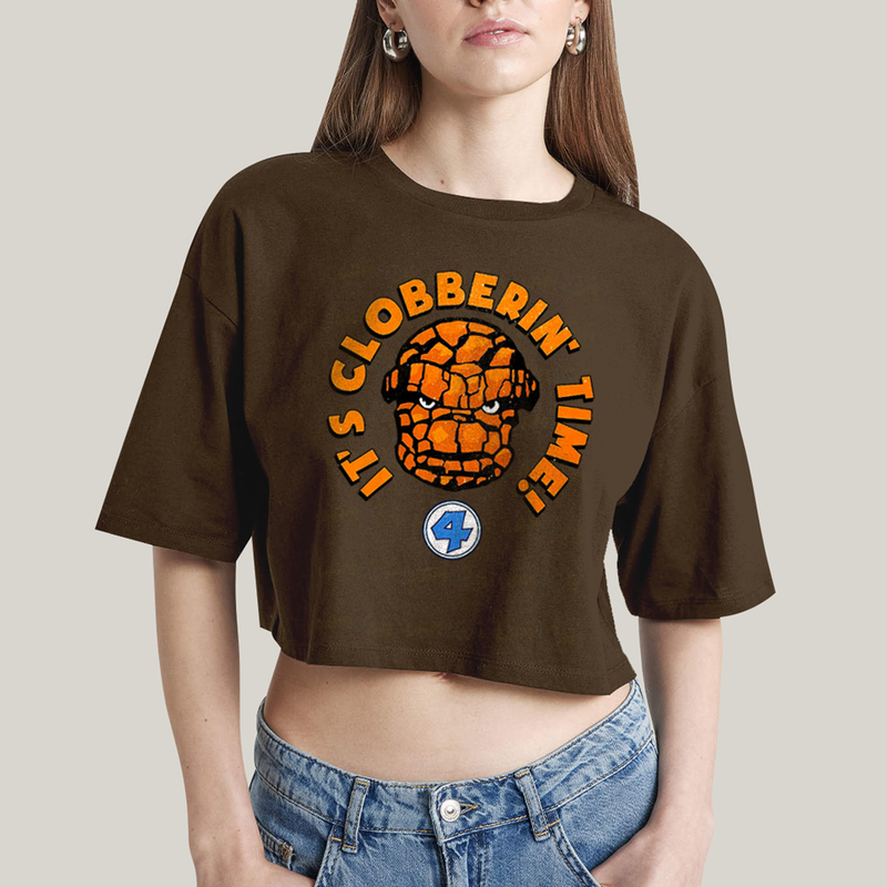 Cropped Oversized Algodão Unissex T shirt Quarteto Fantástico O Coisa Tá na Hora do Pau 1