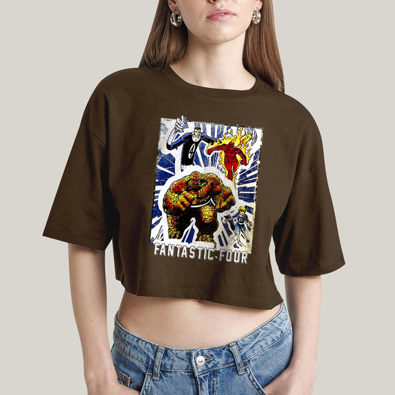 Cropped Oversized Algodão Unissex T shirt Quarteto Fantástico Era de Prata 1