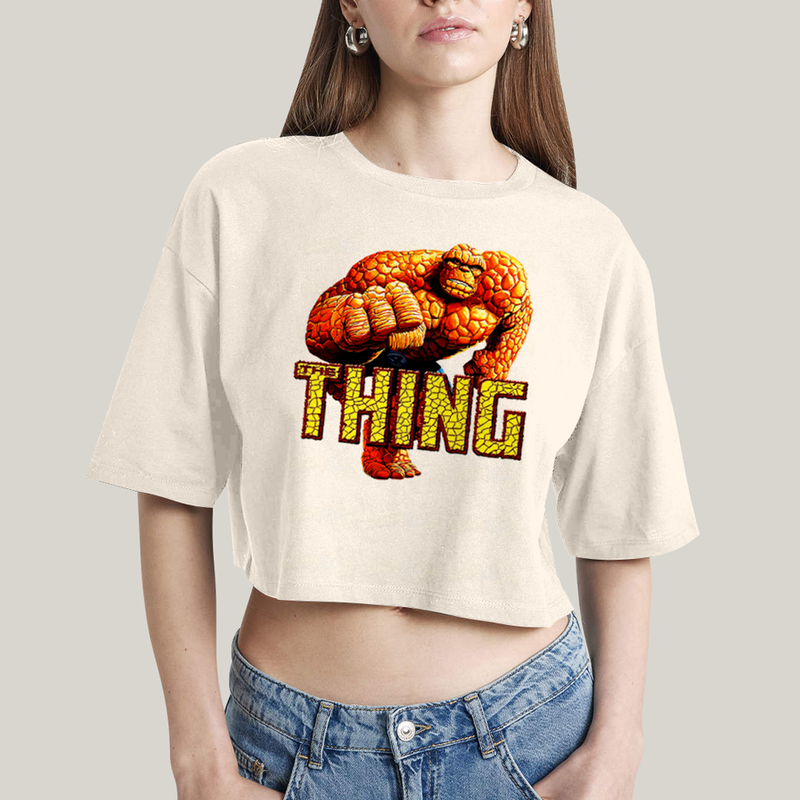 Cropped Oversized Algodão Unissex T shirt Quarteto Fantástico Thing Coisa