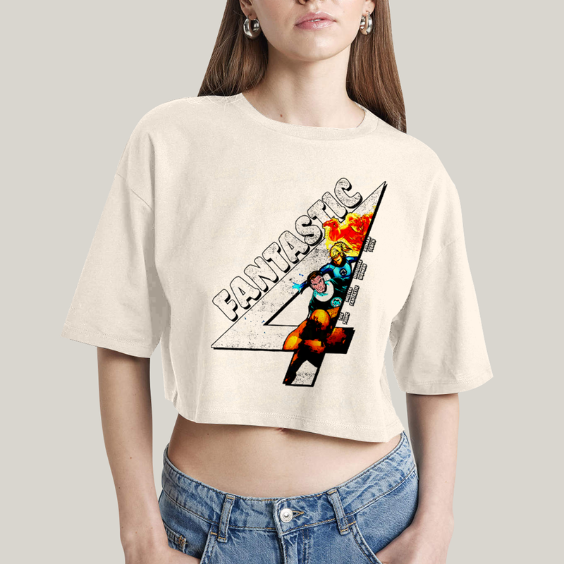 Cropped Oversized Algodão Unissex T shirt Quarteto Fantástico Fantastic 4