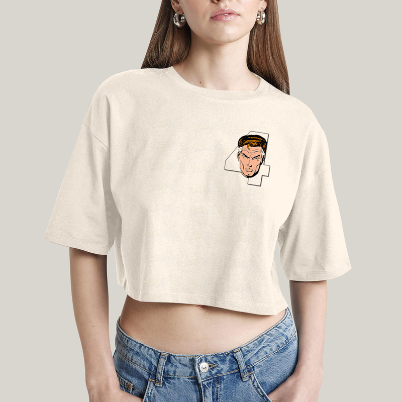 Cropped Oversized Algodão Unissex T shirt Quarteto Fantástico Logo Sr Fantástico