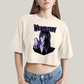 Cropped Oversized Algodão Unissex T shirt Wandinha Roxo Wednesday