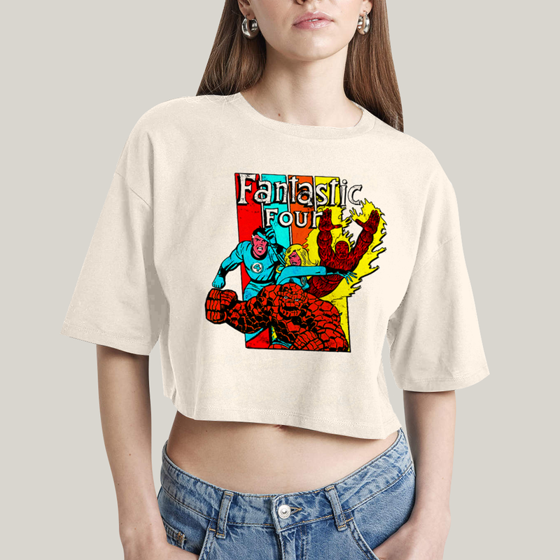 Cropped Oversized Algodão Unissex T shirt Quarteto Fantástico Era de Prata 2