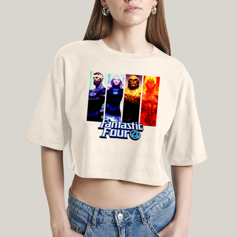 Cropped Oversized Algodão Unissex T shirt Quarteto Fantástico Fantastic Four 4