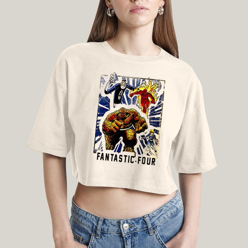 Cropped Oversized Algodão Unissex T shirt Quarteto Fantástico Era de Prata 1