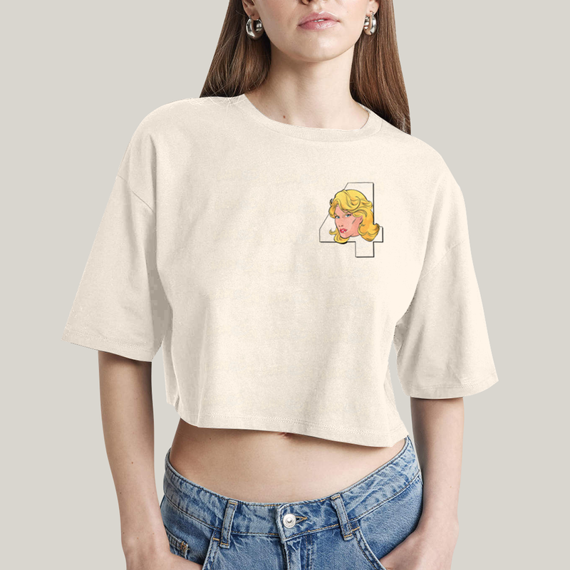 Cropped Oversized Algodão Unissex T shirt Quarteto Fantástico Logo Mulher Invisivel