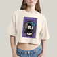 Cropped Oversized Algodão Unissex T shirt Wandinha Fundo Roxo