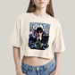 Cropped Oversized Algodão Unissex T shirt Wandinha Wednesday Blue
