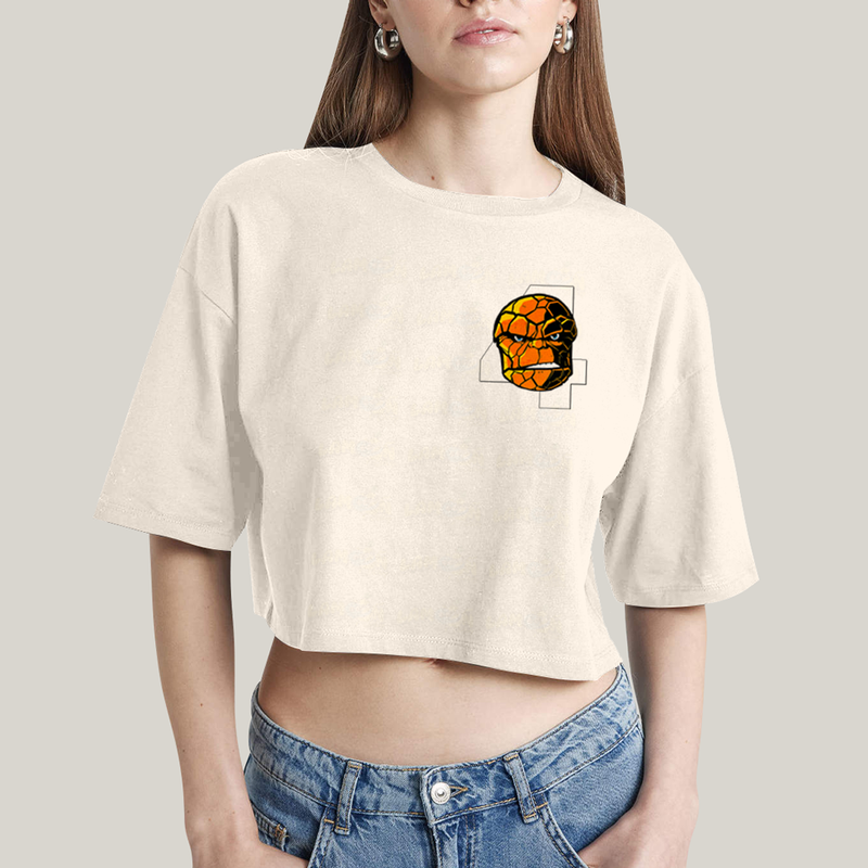 Cropped Oversized Algodão Unissex T shirt Quarteto Fantástico Logo Coisa