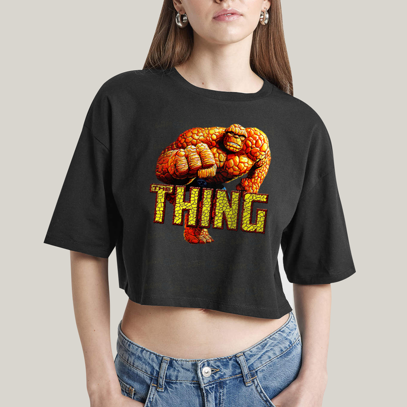 Cropped Oversized Algodão Unissex T shirt Quarteto Fantástico Thing Coisa
