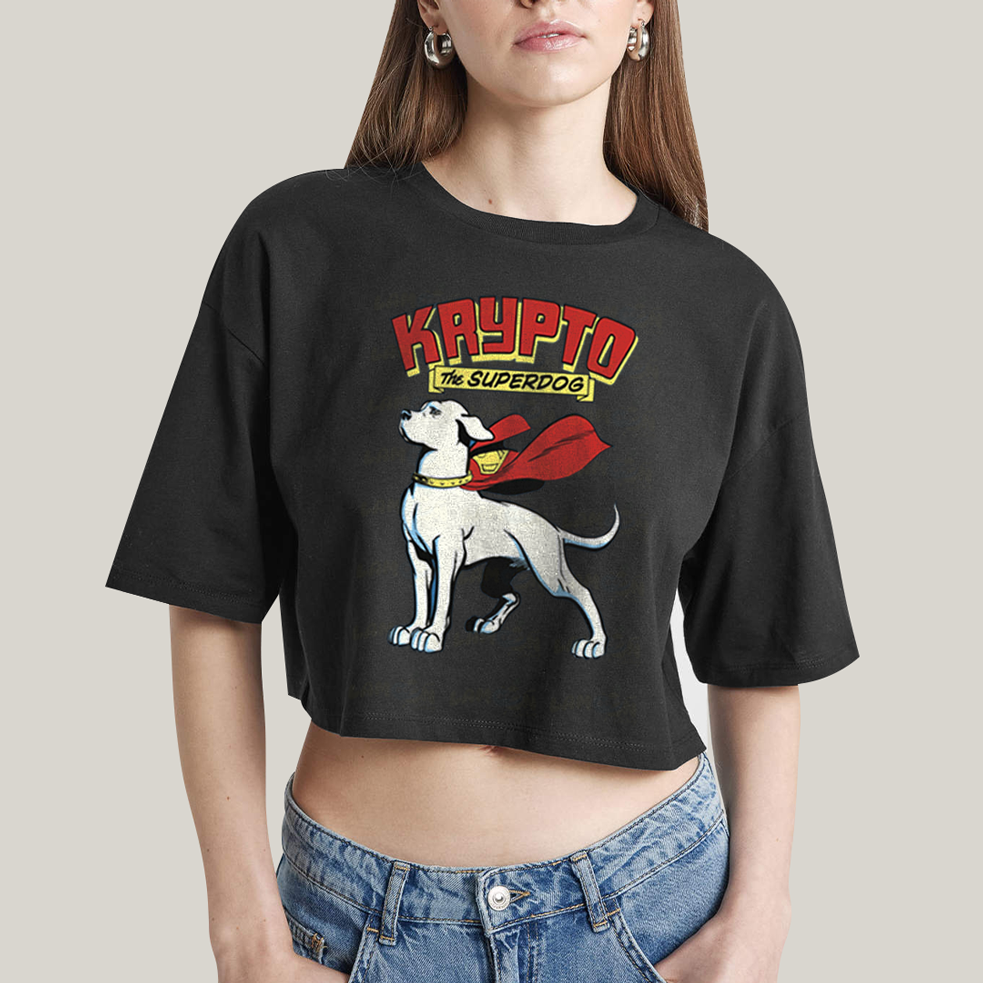 Cropped Oversized Algodão Unissex T shirt Superman Krypto The Superdog