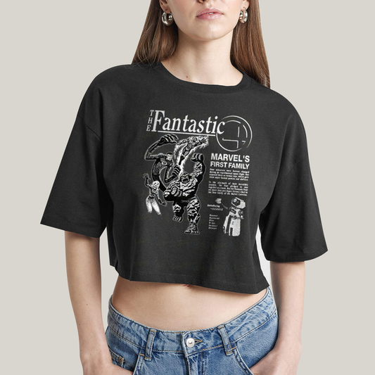 Cropped Oversized Algodão Unissex T shirt The Fantastic Four First Family