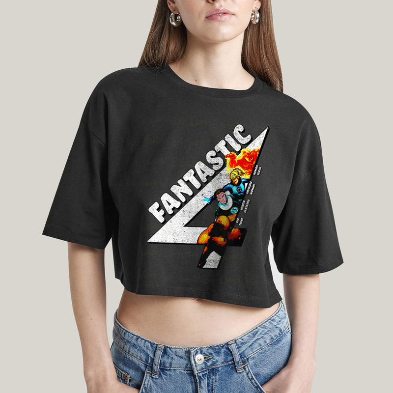 Cropped Oversized Algodão Unissex T shirt Quarteto Fantástico Fantastic 4