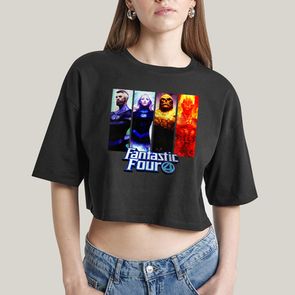 Cropped Oversized Algodão Unissex T shirt Quarteto Fantástico Fantastic Four 4
