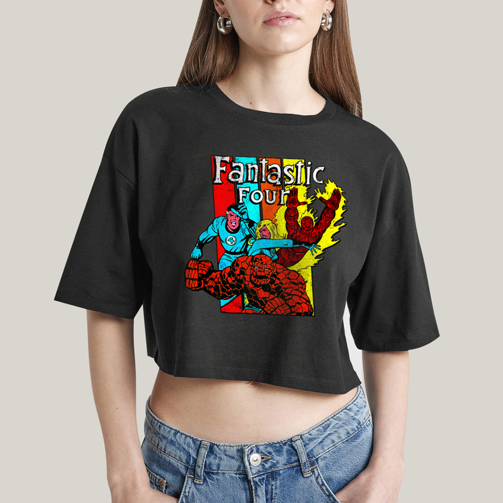 Cropped Oversized Algodão Unissex T shirt Quarteto Fantástico Era de Prata 2