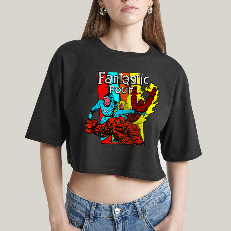 Cropped Oversized Algodão Unissex T shirt Quarteto Fantástico Era de Prata 2