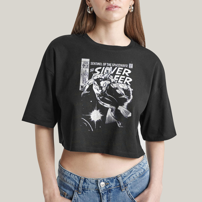 Cropped Oversized Algodão Unissex T shirt Quarteto Fantástico O Surfista Prateado