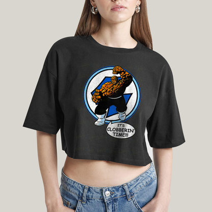 Cropped Oversized Algodão Unissex T shirt Quarteto Fantástico O Coisa Tá na Hora do Pau