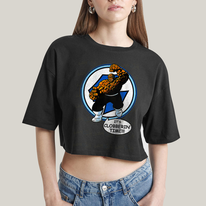 Cropped Oversized Algodão Unissex T shirt Quarteto Fantástico O Coisa Tá na Hora do Pau