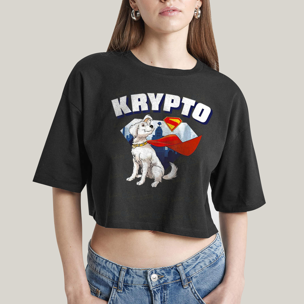 Cropped Oversized Algodão Unissex T shirt Superman Krypto Superdog