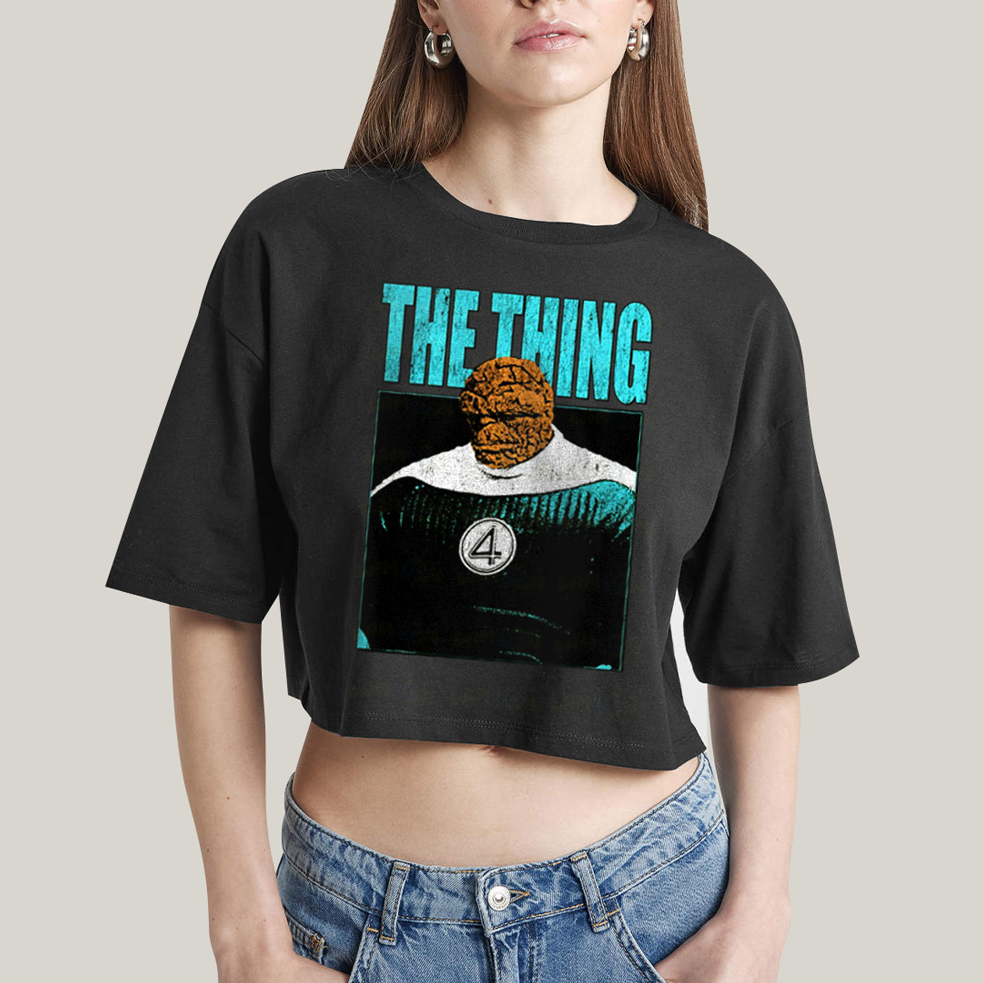 Cropped Oversized Algodão Unissex T shirt Quarteto Fantástico Primeiros Passos The Thing O Coisa