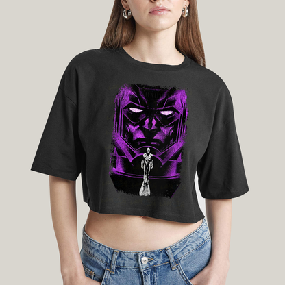 Cropped Oversized Algodão Unissex T shirt Quarteto Fantástico Galactus & Surfista Prateado