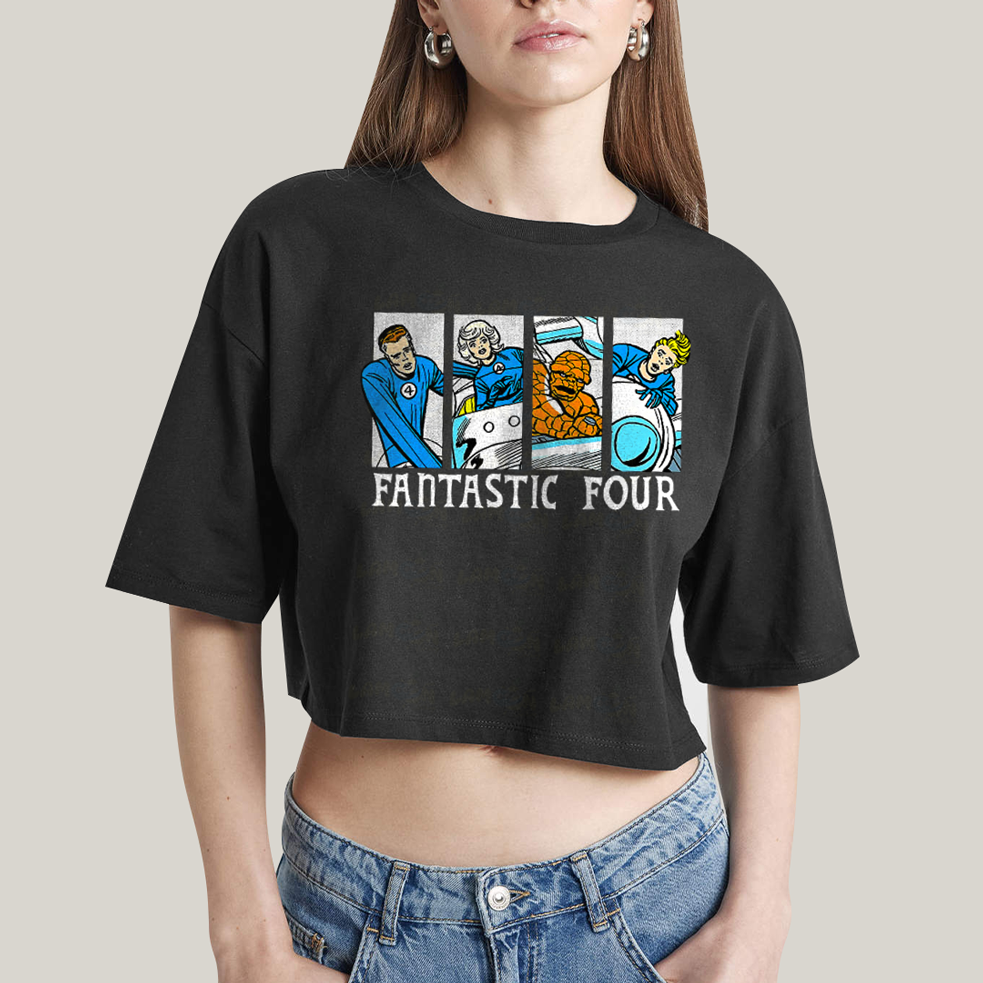 Cropped Oversized Algodão Unissex T shirt Quarteto Fantástico Era de Prata