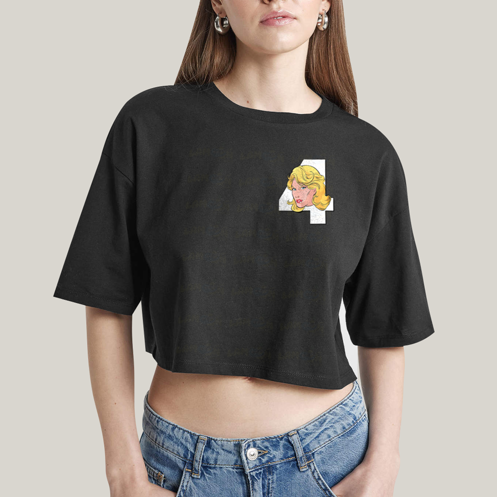 Cropped Oversized Algodão Unissex T shirt Quarteto Fantástico Logo Mulher Invisivel