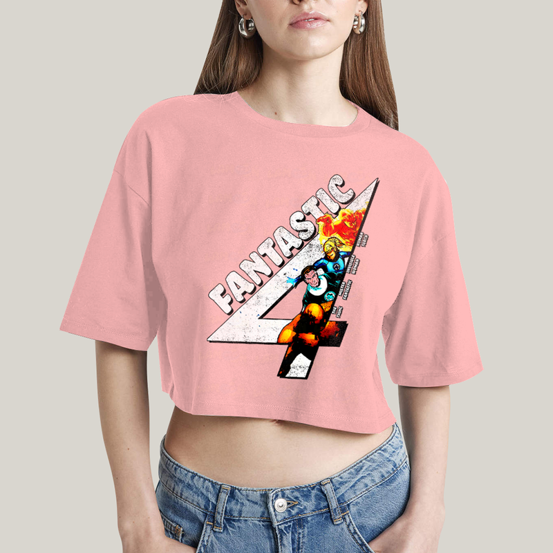 Cropped Oversized Algodão Unissex T shirt Quarteto Fantástico Fantastic 4