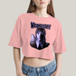 Cropped Oversized Algodão Unissex T shirt Wandinha Roxo Wednesday