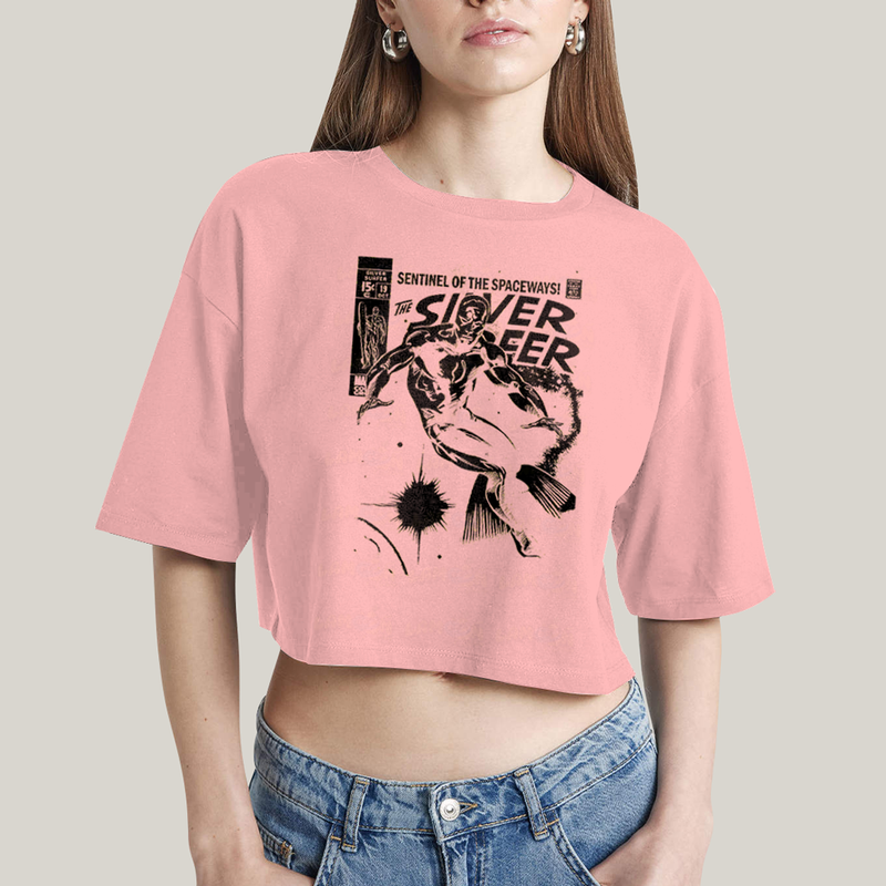 Cropped Oversized Algodão Unissex T shirt Quarteto Fantástico O Surfista Prateado