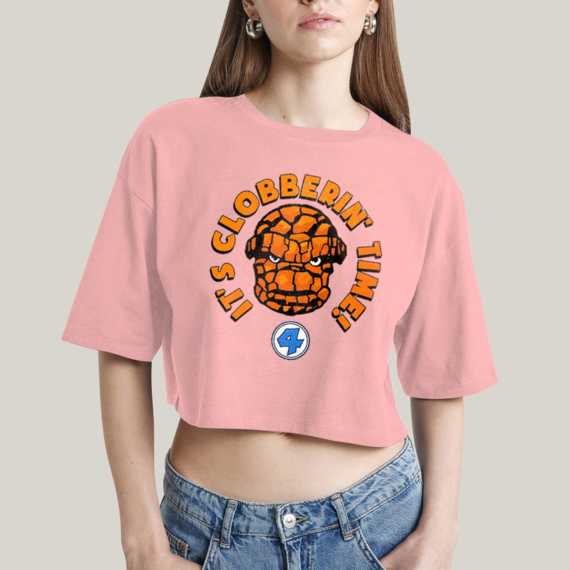 Cropped Oversized Algodão Unissex T shirt Quarteto Fantástico O Coisa Tá na Hora do Pau 1