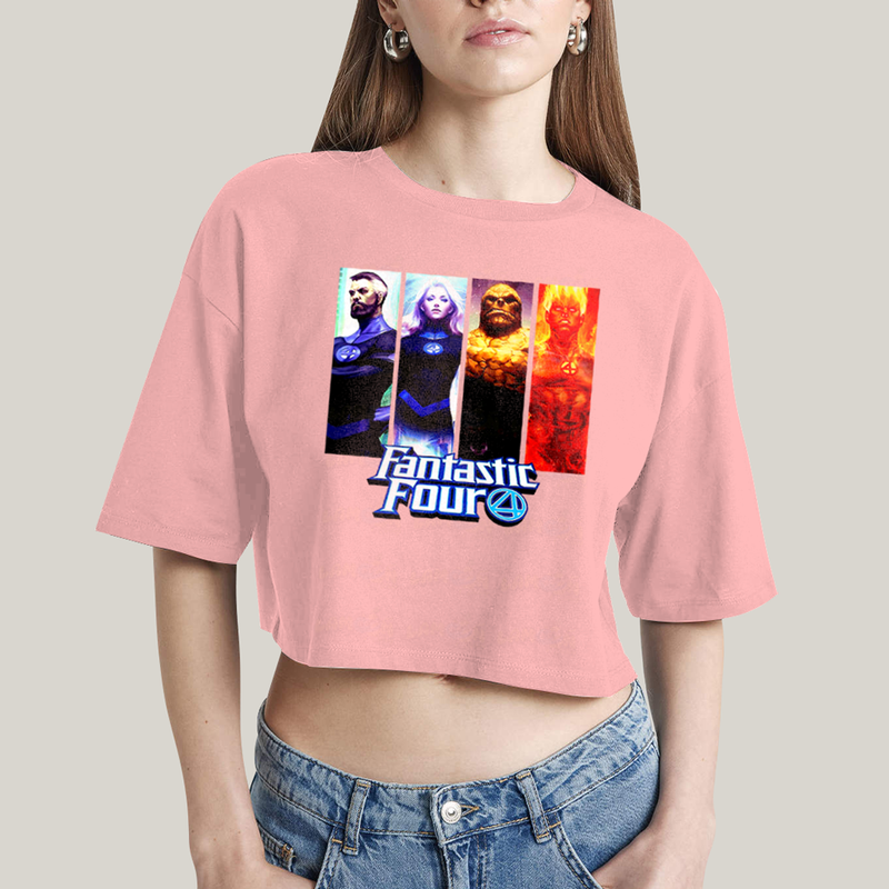 Cropped Oversized Algodão Unissex T shirt Quarteto Fantástico Fantastic Four 4