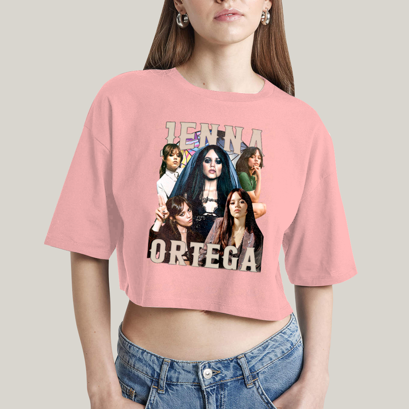 Cropped Oversized Algodão Unissex T shirt Wandinha Jenna Ortega Atriz