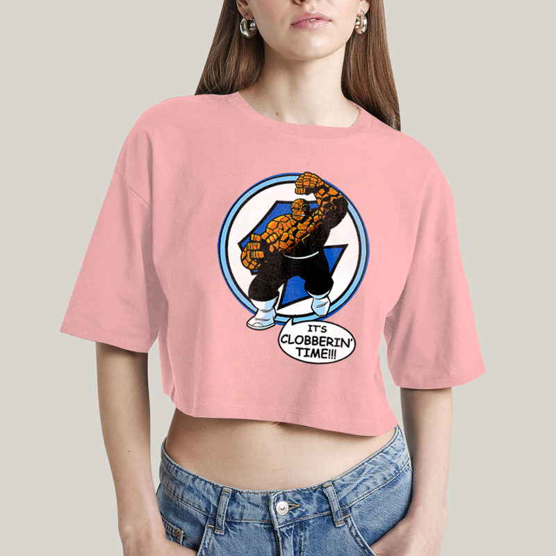 Cropped Oversized Algodão Unissex T shirt Quarteto Fantástico O Coisa Tá na Hora do Pau